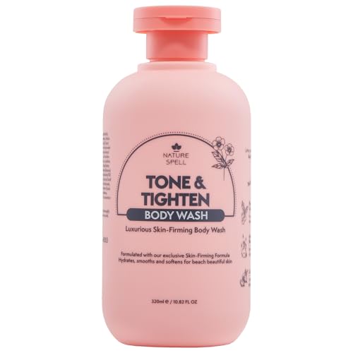 Nature Spell Tone & Tightening Body Wash, Firming Shower Gel for Skin Elasticity, Infused with Hyaluronic Acid, Plant Collagen and Ginseng, for All Skin Types, No SLS, Vegan, 10.8 fl oz