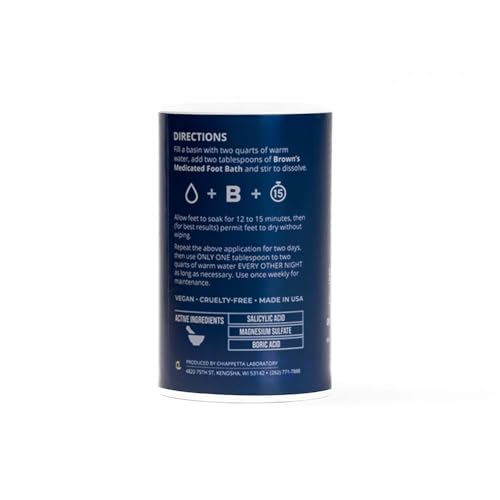 Brown's Original Medicated Foot Bath Soothing Relief for Corns, Calluses, Bunions & Odor ? Exfoliating Foot Soak for Dry, Soft Feet (8oz)