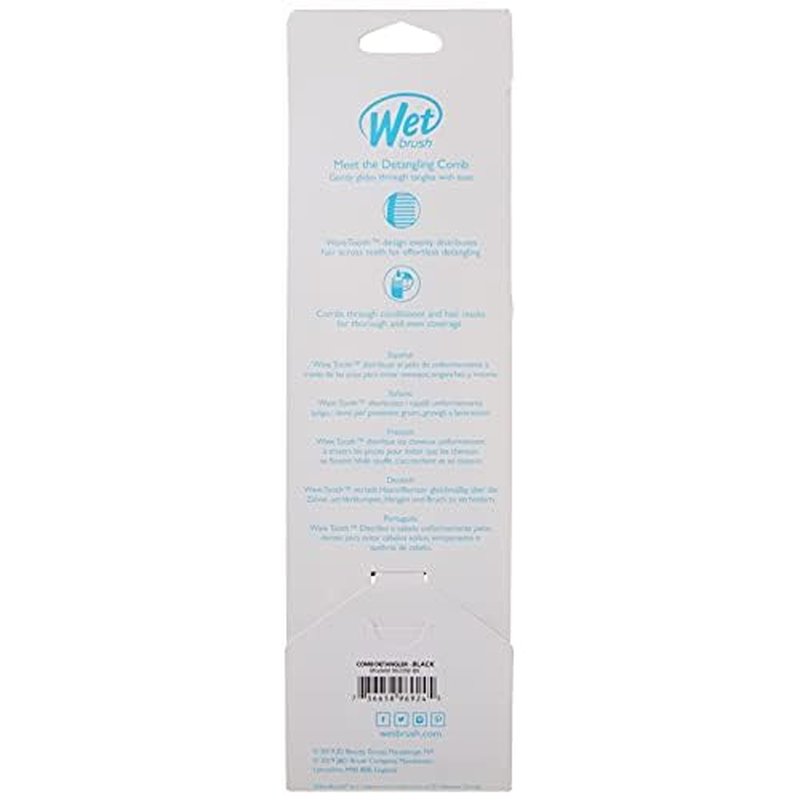 Wet Brush Detangling Comb, Black - Wide Tooth Hair Detangler with WaveTooth Design that Gently and Glides Through Tangles - Brush Throough Conditioner and Hair Masks - Gentle On Scalp and Pain-Free