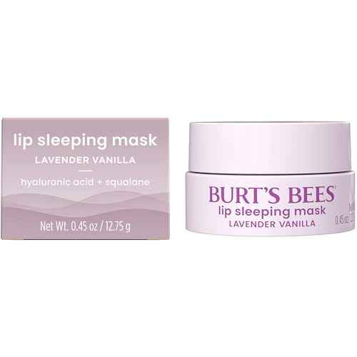 Burt’s Bees Stocking Stuffers, Lavender Vanilla Lip Sleeping Mask, With Hyaluronic Acid and Squalane Moisturizer To Instantly Hydrate Lips, Overnight Lip Mask, Lip Treatment Christmas Gifts, 0.45 oz.