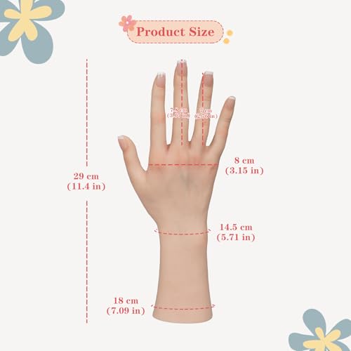 Realistic Female Silicone Hand Mannequin Hand Model Fake Hand With Skeleton For Manicurist Reusable Acrylic Nails Display Jewelry Props - White Left Hand