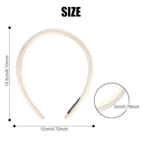 Headbands for Women, Black White Womens Thick Silk Satin Super Soft & Comfortable Sponge Padded Headbands Hair Bands Hoops Accessories for Women Girls