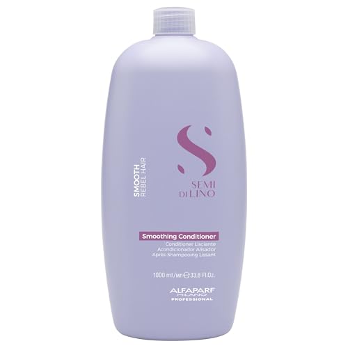 Alfaparf Milano Semi Di Lino Smooth Conditioner for Frizzy and Rebel Hair - All Soft Detangling Conditioner with Flax Seed for Humidity Control - Anti Frizz & Hair Straightening Treatment