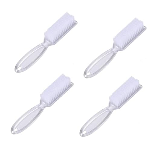 Yebeauty Nail Brush Fingernail Cleaner, 4 Pack Hand Scrub Cleaning Brush Plastic Hand Finger Toes Scrubbing Brush, Pedicure Nail Scrubber,Clear