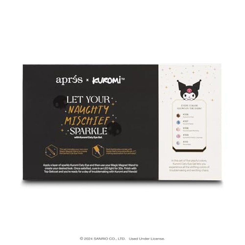 APR?S x Kuromi¢â Caty Eye Gel Color Magnetic Gel Nail Polish, Set of 5 10ml