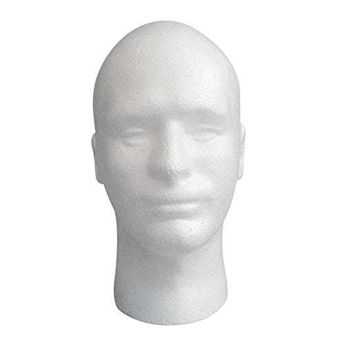Male Wig Display Mannequin Head Stand Model Styrofoam Foam White