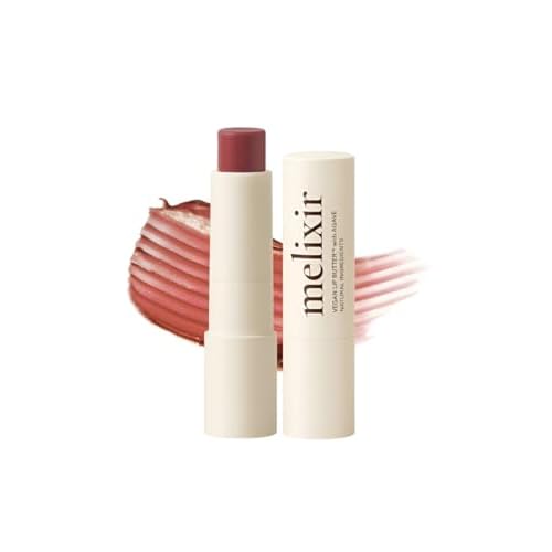 Melixir Vegan Lip Butter (12 Colors), Hydrating Tinted Lip Balm Stick, Bee-Free, Petrolatum-Free, Plant-Based, Moisturizes Dry & Chapped Lips With Shea Butter, Sheer, Natural Finish - #02 Nudy Rose