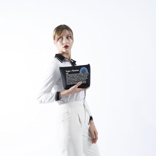 TSOTMO Diabetes Makeup Bag - Cosmetic Bag - Black - Travel, Makeup, Toiletry, Gift - Diabetes Warrior Supply Kit Gift (BLK- Type 1 Warrior)