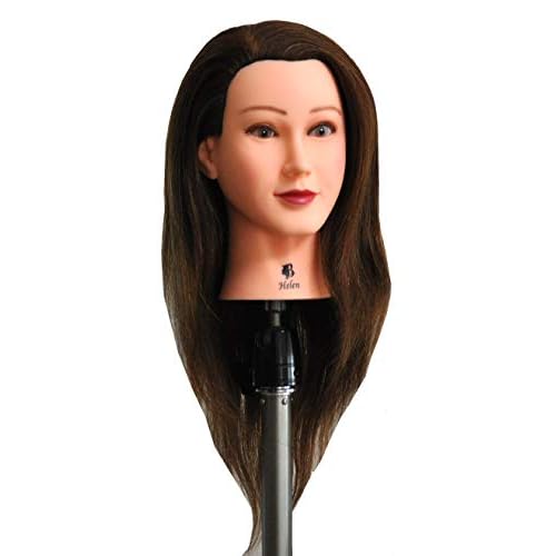 Bellrino 20-22" Cosmetology Mannequin Manikin Training Head with Human Hair with Table Clamp Holder - Helen (HELEN+C)