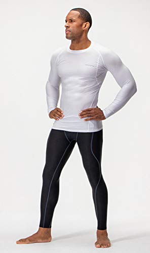 DEVOPS 3 Pack Men's UPF 50+ Long Sleeve Compression Shirts Quick Dry, Cool Gear for Garage Garden Gym Yard and Workouts (X-Large, Black/Camo Charcoal/White)