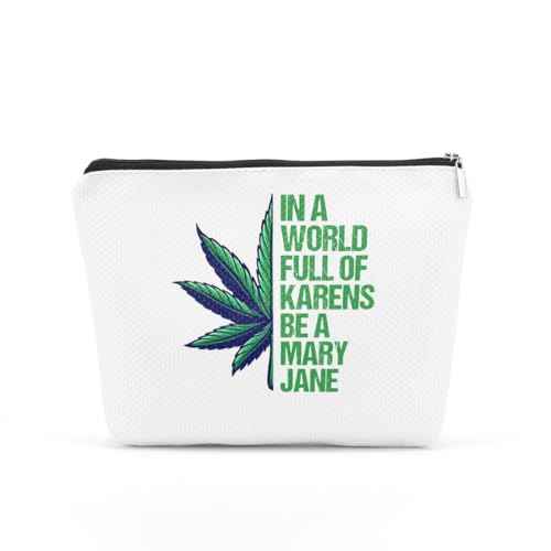 Makeup Cosmetic Marijuana Bag for Women Green Leave Cosmetic Bag Weed Gifts Gag Gifts for Women Friend Coworker Friendship Birthday Graduation Gifts Travel Toiletry Organizer
