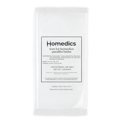 HoMedics ParaSpa Paraffin Wax Refill | Two 1-Pound Packages - 100% Pure Paraffin Wax | 16 Oz (Pack of 2)| Unscented, No Dyes | Moisturize & Soften Sensitive Skin