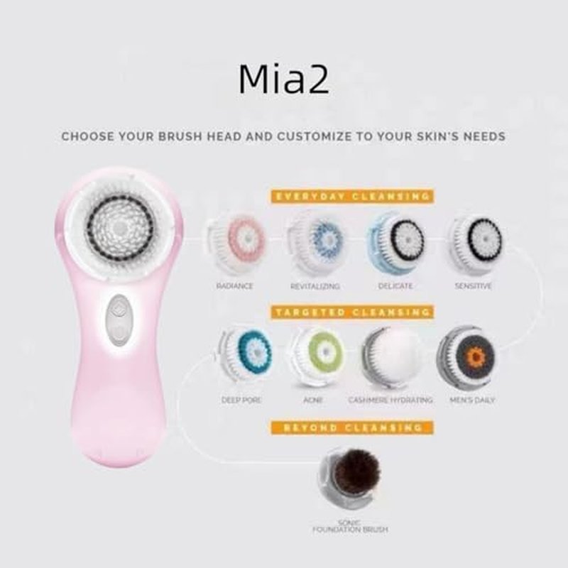 Clarisonic Mia 2 Facial Cleansing System, 2 Speed Settings, Sensitive Brush Head (Pink)