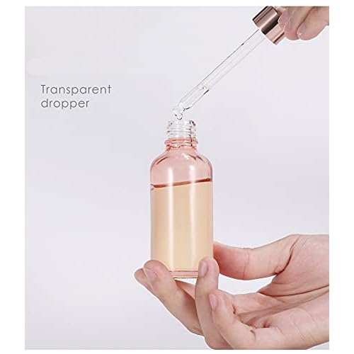 4 Pack Glass Dropper Bottles,10ml/15ml/30ml/50ml/100ml Essential Oil Bottles Dropping Bottles With Rose gold Lids Perfume Empty Travel Sample Vials Essence Liquid Cosmetic Containers(15ml)