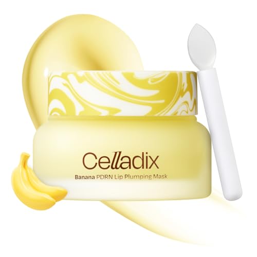 Celladix Overnight Lip Plumping Mask with Banana PDRN ? Pudding-Like Melting Balm Texture, Vanilla Scent ? Hydrating & Mild Plumping Treatment for Kissable Lips with Honey & Collagen, 0.5 Fl oz