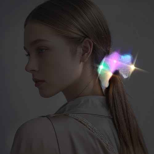 12 Pcs LED Scrunchies 3 Light Modes Elastic Glow Hair Ties Suitable for Neon Parties Light up Hair Scrunchies for Women