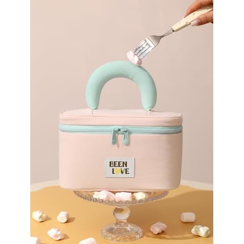 Travel Makeup Bag Cute Cosmetic Bag for Women Large Capacity Makeup Case Organizer Bag Toiletry Bag Portable Waterproof Make Up Bags with Handle and Divider, Pink