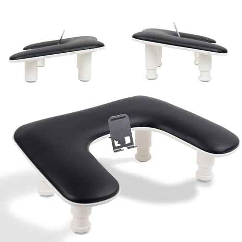 Arm Rest for Nails Tech with Adjustable Base,U shaped Comfortable Manicure Nail Hand Rest Stand Pillow Cushion for Acrylic Nail Art Tech(Black)