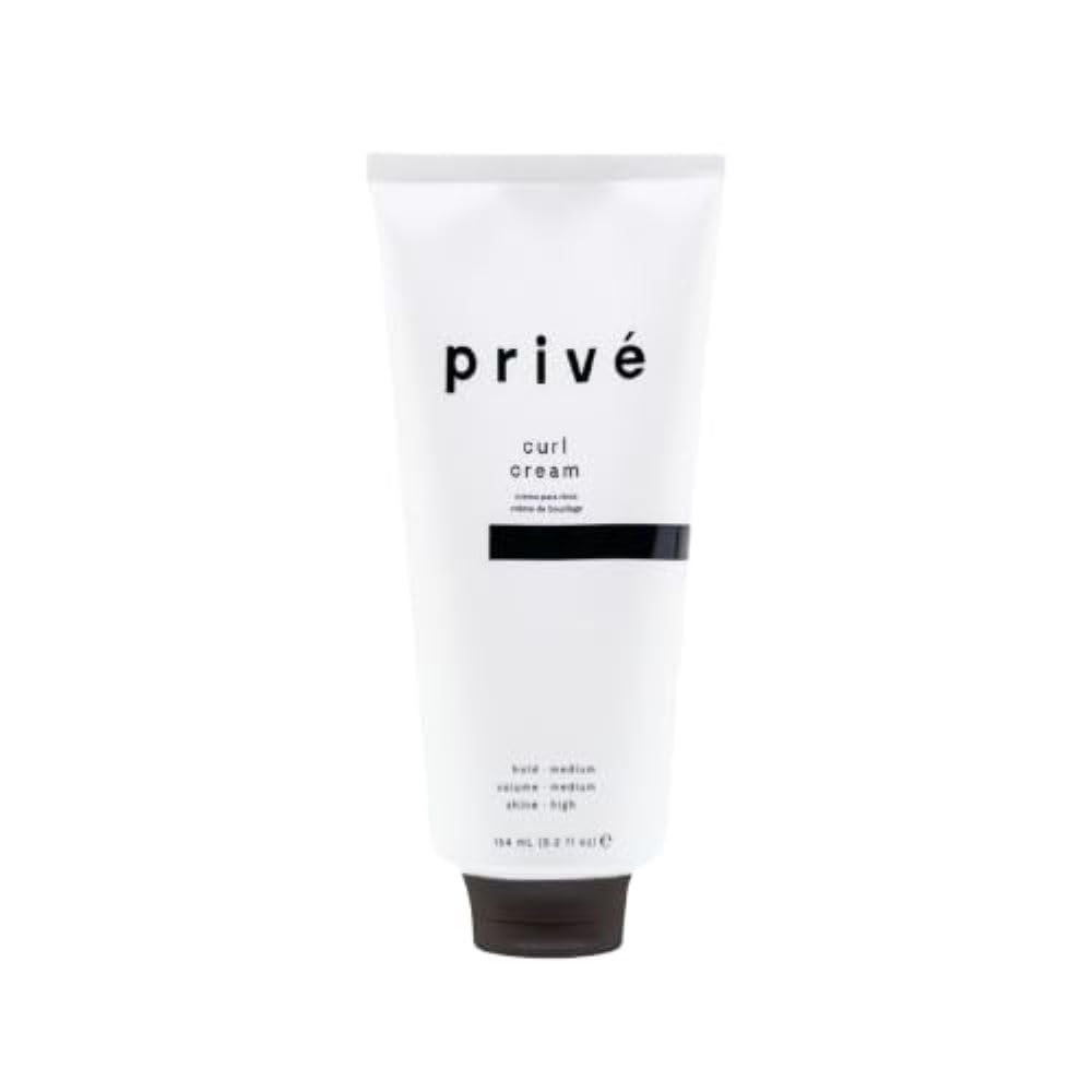 Prive Curl Cream for Curly Hair - Frizz Control and Curl Defining Cream with Bamboo, Green Tea and Baobab - Medium Hold Moisturizing Styling Cream - Silicone Free, Vegan - 5.9 oz