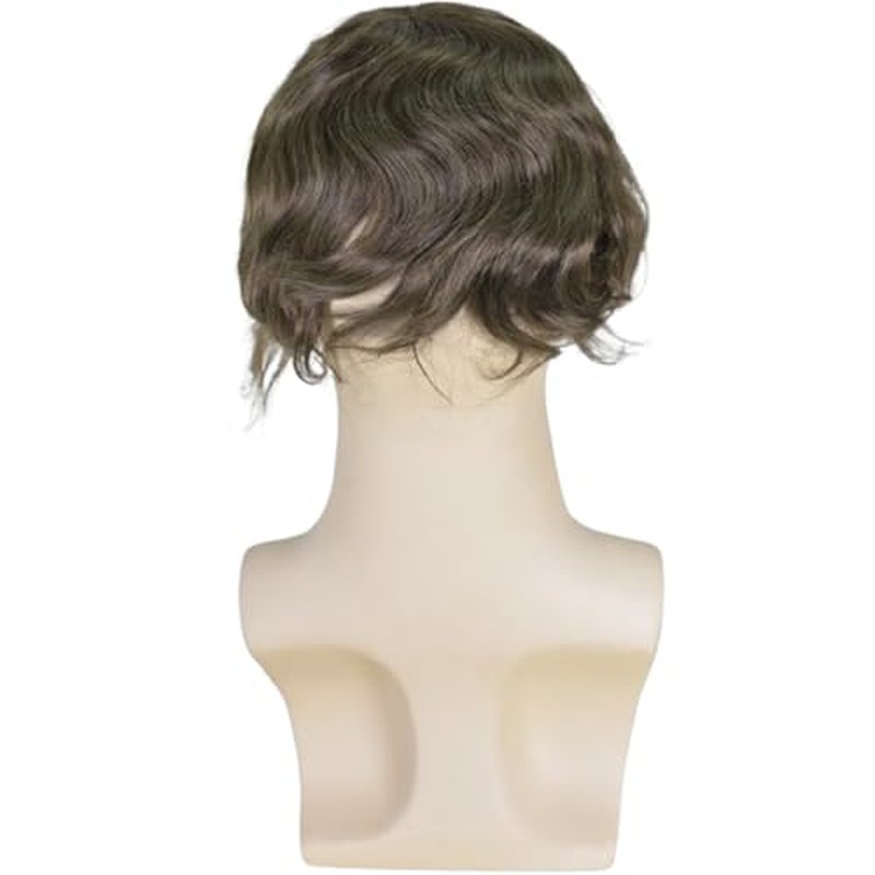 Men's Hairpiece European Human Hair Toupee 9x7inch Swiss Lace Skin PU Back Hair Replacement Wig 4# Medium Brown Color