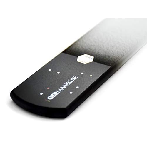 GERMANIKURE Glass Nail File Set in Fitted Cases- Ethically Made in Czech Republic - Permanently Etched Fingernail File, Small Travel File, Cuticle Remover