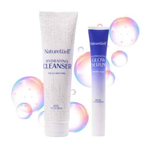 NATUREWELL Hydrating Cleanser & Illuminating Glow Serum Skincare Duo, Nourishes & Moisturizes While Providing A Natural Luminous Finish, For All Skin Types