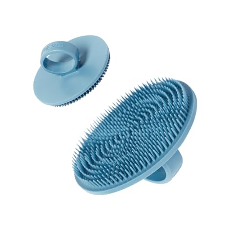 Boie USA Face Scrubber - Handheld Facial Tool, Deep Cleansing Exfoliating Facial Brush. Fights Acne with Gentle, Silicone-Like Bristles, Long Lasting, & Hypoallergenic (Blue)