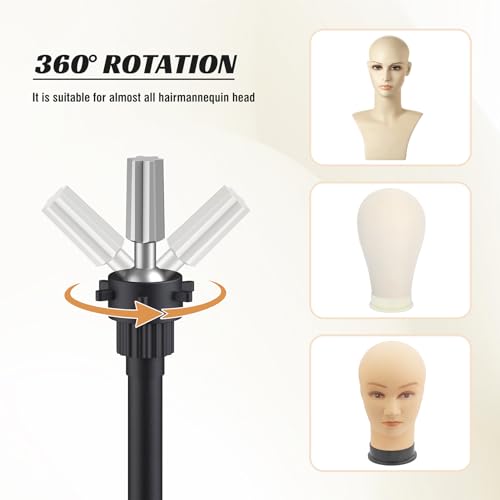 Relx Wig Stand Tripod - Adjustable Wig Head Stand with Tool Tray- Double Locking Mannequin Head Stand for Hairdressing Training(Mannequin Head Not Included)