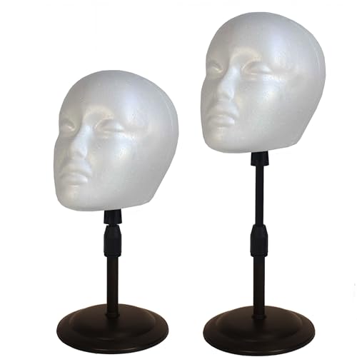 2 PACKS Adjustable wig or hat styrofoam mannequin head holder stand (13¡±to 17¡±)