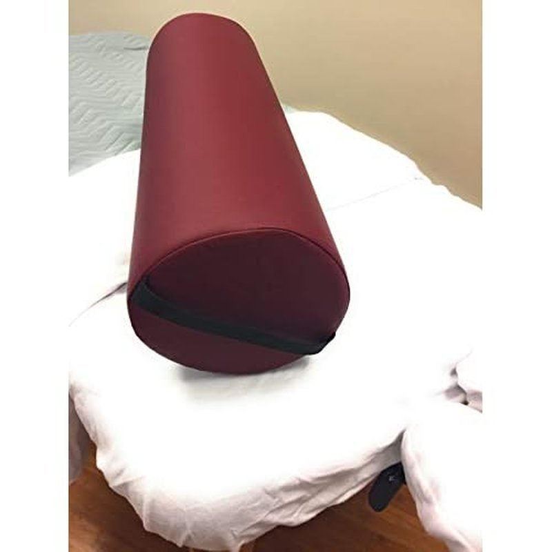 NRG Jumbo Full Round Massage Bolster - Extra Large Massage Table Pillow Cushion - Multi-Purpose Positioning Bolster with Carrying Strap - CFC Free Foam, NaturSoft Vinyl - 8 x 26 inches - Burgundy