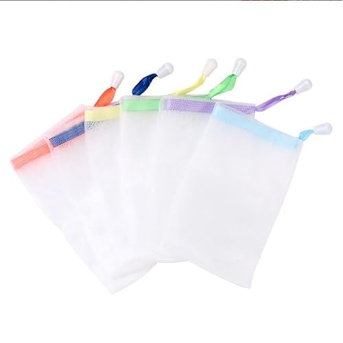 10 PCS Foaming Mesh Bags, Portable Soap Saver Hangable Net Soap Pouches, Nylon Drawstring Bags Shower Foaming Mesh Face Cleansing Tool Bath Soaps