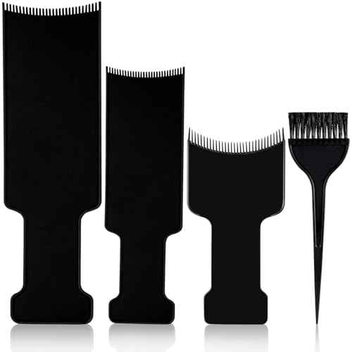4-Piece Balayage Highlighting Kit - Black Nylon Combs & Brush for Salon & Home Use