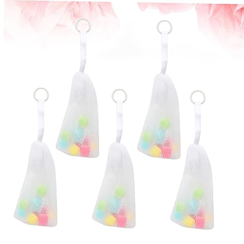 5pcs Foaming Net Bags for Cleansing Convenient Hanging Mesh Sponge Pouches for Soap and Cosmetic Bubbles for Bathing and Skin Care