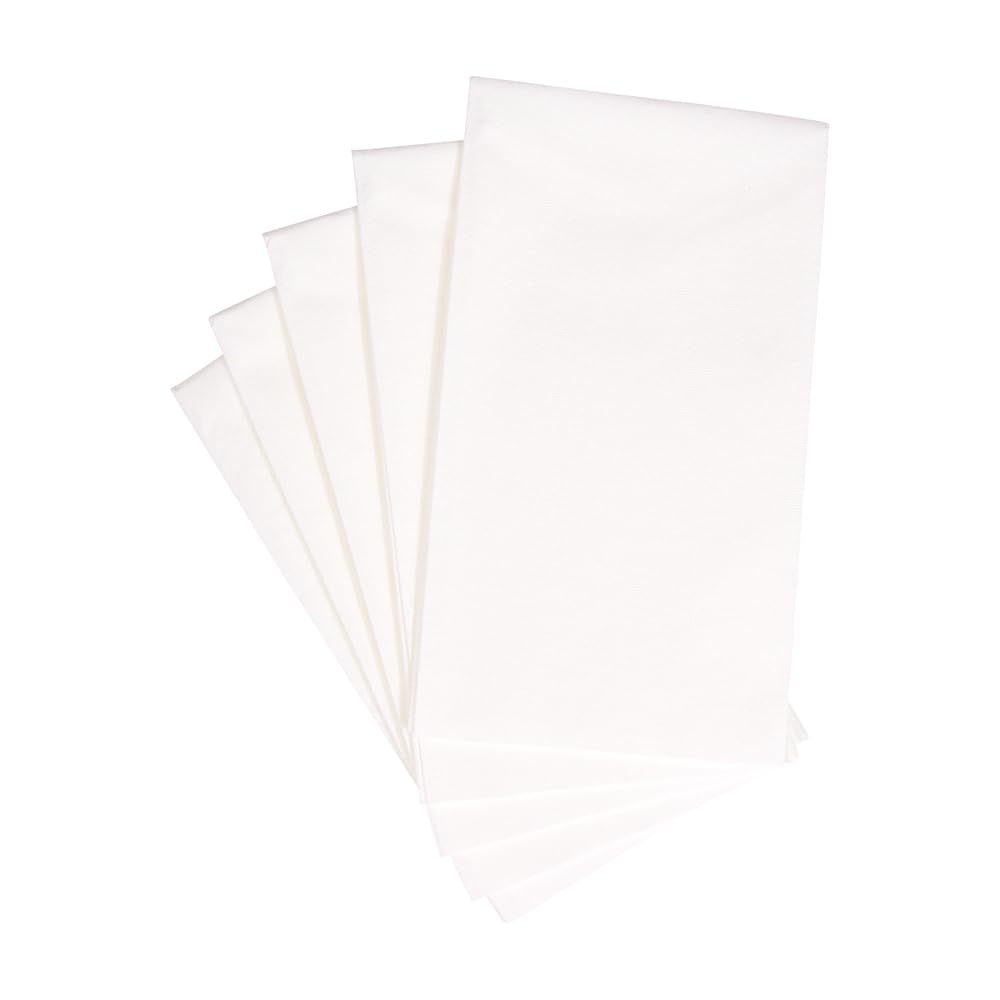 Caspari White Pearl Paper Linen Guest Towel Napkins, 12 Per Package