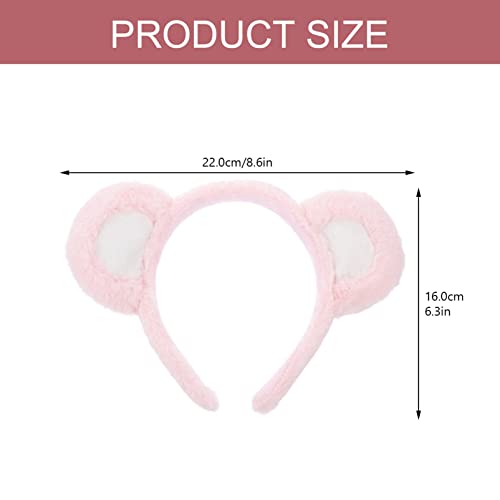 minkissy Lovely Ears Headband - Pink Animal Bears Headband Cute Plush Animal Costume for Women Halloween Christmas Pink