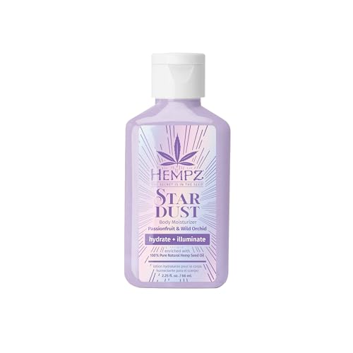 Hempz NEW Mini Star Dust Body Lotion, Iridescent Glow Shimmer, Passionfruit and Wild Orchid, Hydrating and Nourishing Moisturizer, 2.25 fl.oz.