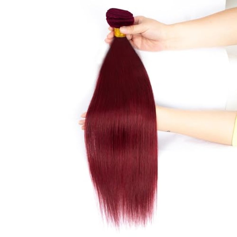 Augfst Brazilian Virgin Human Hair Bundles Burgundy 99J Straight Wave Bundles Human Hair 24 26 28 inch Unprocessed Brazilian Wine Red Quick Weave Hair for Black Women