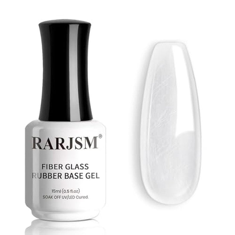 RARJSM Clear Fiber Glass Rubber Base Gel Nail Polish for Repair Broken Nails Strengthener Gel Base Coat Transparent Brush on BuildingGel in a Bottle Soak Off UV LED Curing Requires 15ml Salon Home