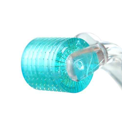 Derma Roller, Microneedling Roller with 200 Real Individual Titanium Needles, Professional Microneedle Roller for Men and Women Home Use - Pale Blue