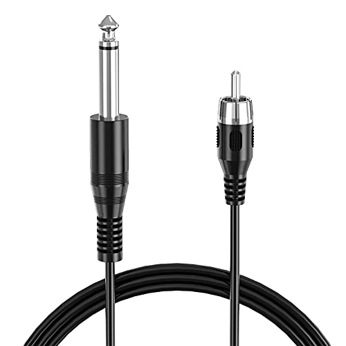 Ancable 6-Feet Tattoo Clip Cord, 6.35mm to RCA Connector Silicone Clip Cable, Suitable for Tattoo Pen & Rotary Machine, Black