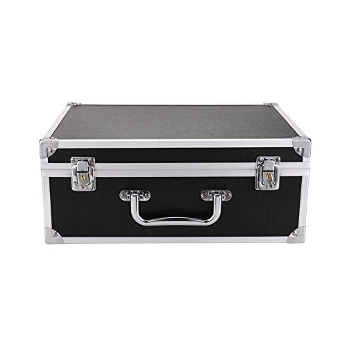 Tattoo Kit Box,Tattoo Case Organizer 12.6" x 9.5" x 5.1" W/Lock Machine Carrying Case,Aluminum Alloy with Sponge for Tatto Machine Box (black)