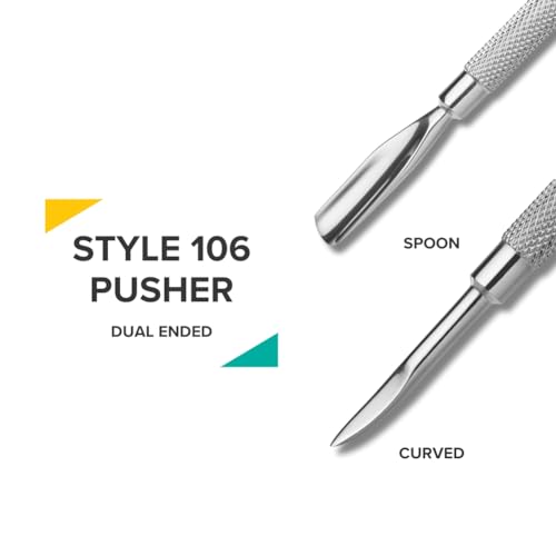 Rui Smiths Pro Cuticle Pusher with 2 Ends - Stainless Steel Manicure Tool - Style 106