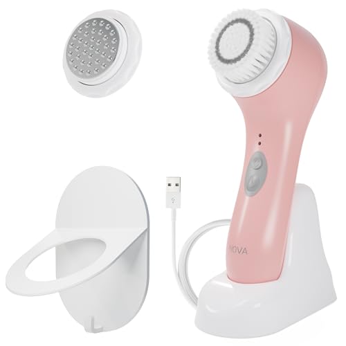 Spa Sciences - NOVA - Sonic Cleansing Brush with Bristles & Infusion System ? Anti-Aging Facial Exfoliating, Waterproof, and USB Rechargeable