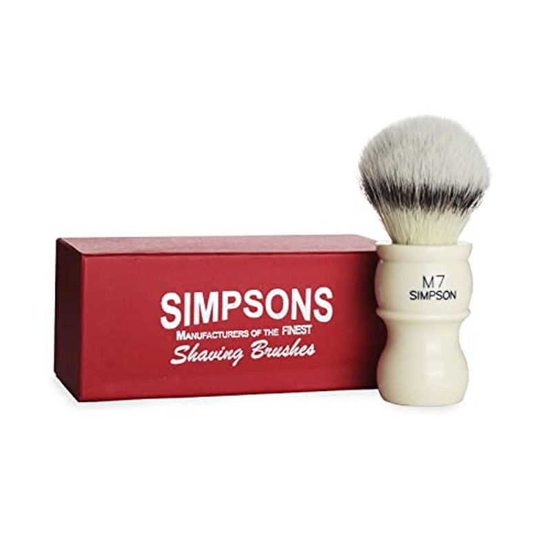 Alexander Simpson M7 Synthetic Best Hair Brush, Faux Platinum Synthetic Shaving Brush (Ivory)