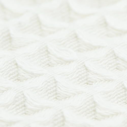 100% Organic Cotton Hair Drying Waffle Towel Wrap for Women | Absorbent & Quick Dry Head Turban for Wet Hair in Shower Sauna Spa, Extra Large for Long Straight Curly Plopping Button (White, 2 PACK)