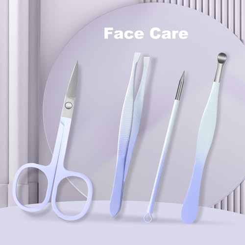 Manicure Set, 10 pcs High-Carbon Steel Nail Clippers Set, Portable Mini Manicure and Pedicure Kit, Travel Grooming Nail Kit with Leather Bag for Men and Women