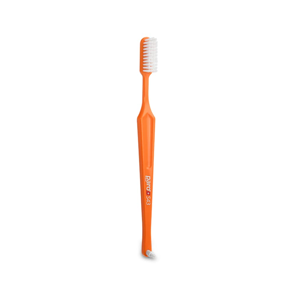 Paro S43 Toothbrush | Compact Brush Head with Soft Bristles | Exchangeable Inter Space F | 4 Rows, 43 Tufts | 6 Pack