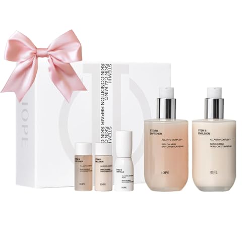 IOPE STEM III Skin Care Gift Set, Anti-Aging Korean Skincare with Hyaluronic Acid ? Face Toner, Lotion & Serum for Hydration and Moisture Barrier Support, Daily Use Set, Holiday Gift