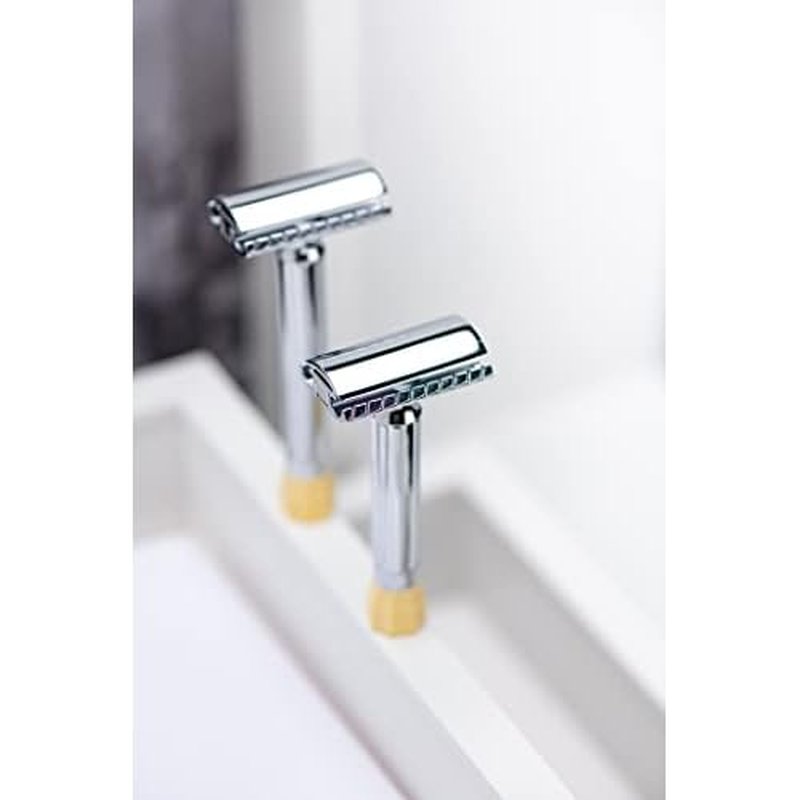 MERKUR Progress 510 Adjustable Double Edge Safety Razor - Long Handle Adjustable Razor With Dial Made in Germany Plastic-Free Closed Comb Straight Bar