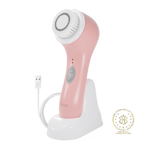 Spa Sciences - NOVA - Sonic Cleansing Brush with Bristles & Infusion System ? Anti-Aging Facial Exfoliating, Waterproof, and USB Rechargeable